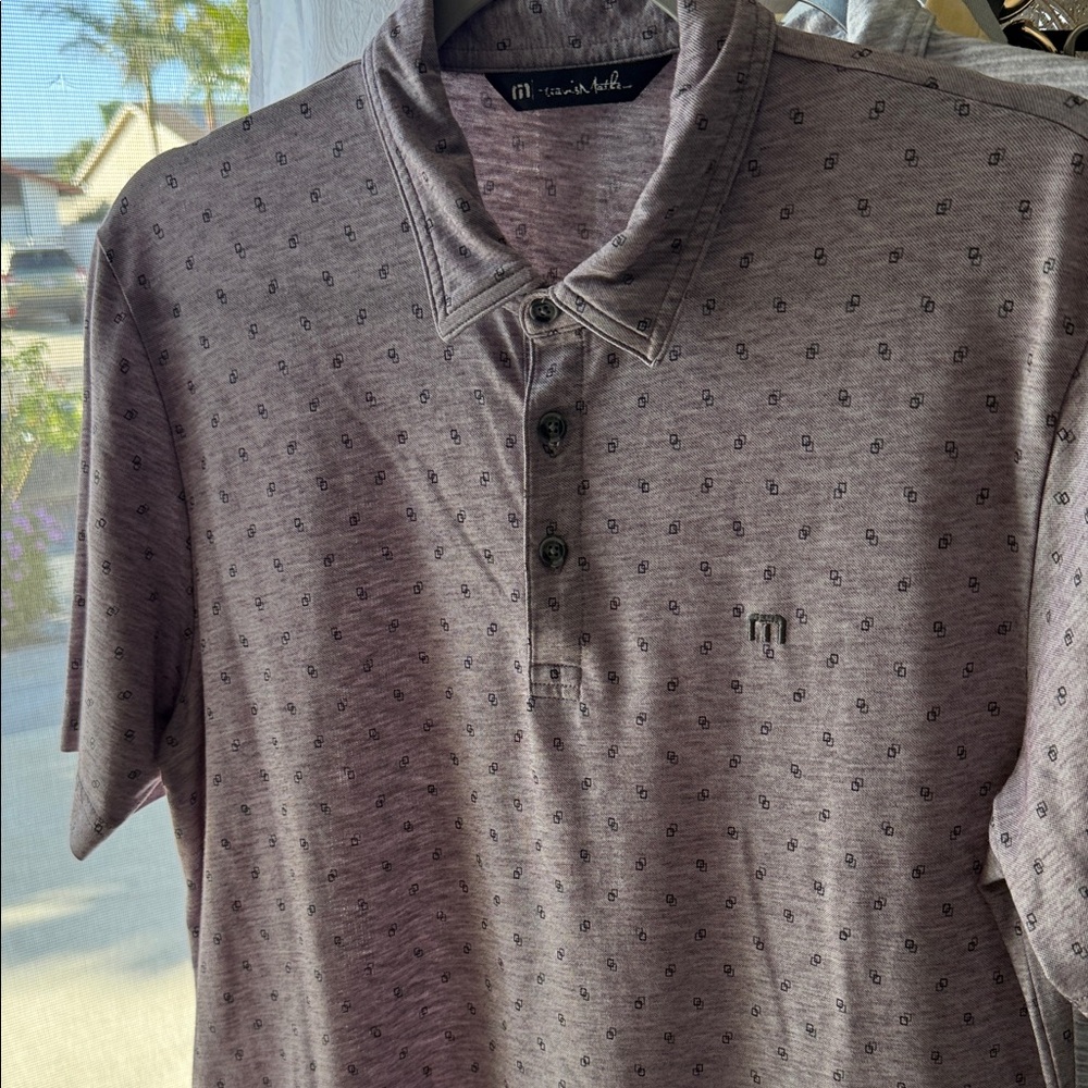 Men's Travis Mathew Purple / Gray Patterned Polo Shirt